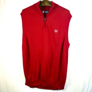 Chaps Men's Quarter Zip Red Sweater Vest, 100% cotton, classic, holiday party